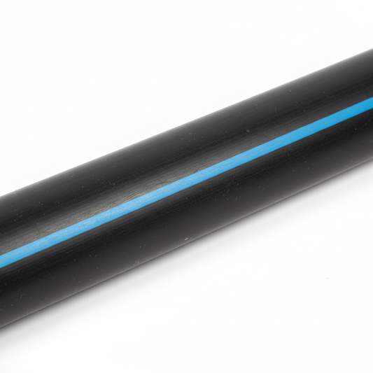 tuberia negra con linea azul, de hdpe